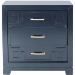 Safavieh Raina 3-Drawer Greek Key Nightstand in White -Safavieh Furniture GUEST e72943cd b975 48da 997f 60dc222284ca