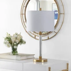 Safavieh Bixby Glass Table Lamp with Brass Finish and Double Pulls