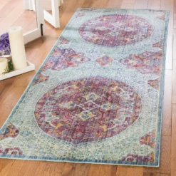 Safavieh Cortez Collection Purple & Turquoise Medallion 3' x 10' Runner -Safavieh Furniture GUEST ea2f155b 9acd 46bf b4ff 96374fed368b