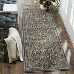Safavieh Mollie Collection Medallion Loomed Runner Rug, Teal/Gray, 2'3" x 12'