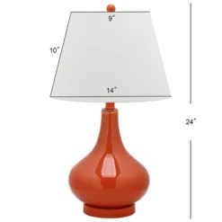 Safavieh Amy Gourd 24-Inch Orange Glass Table Lamp with Cream Shade -Safavieh Furniture GUEST eb20c558 88cf 41dc 8fda 570f3849f1e3