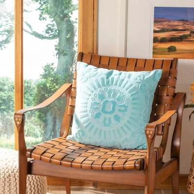 Safavieh Shayla Teal 18" x 18" Textured Boho Throw Pillow 5 Safavieh Shayla Teal 18" x 18" Textured Boho Throw Pillow - Image 3