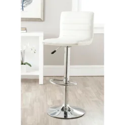 Safavieh Arissa White Swivel Bar Stool with Chrome Base