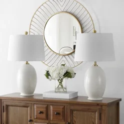 Safavieh Vemeli Table Lamp (Set of 2) - Elegant Cream Gourd Design