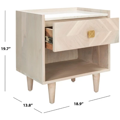 Safavieh Tahseen Parquet Nightstand with Faux Marble Top 13 Safavieh Tahseen Parquet Nightstand with Faux Marble Top - Image 11