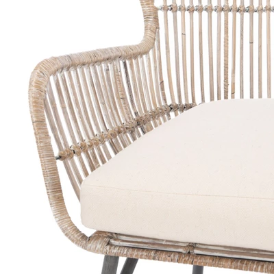 Safavieh Lenu Rattan Accent Chair with Cushion - Grey White Wash 10 Safavieh Lenu Rattan Accent Chair with Cushion - Grey White Wash - Image 8