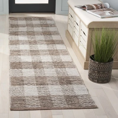 Safavieh Kilim KLM351 Hand Woven Light Grey & Brown Wool Runner Rug 3 Safavieh Kilim KLM351 Hand Woven Light Grey & Brown Wool Runner Rug