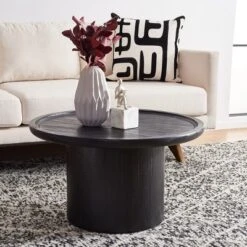Safavieh Devin Round Coffee Table in Rich Rustic Finish