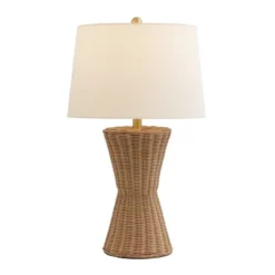 Safavieh Aitana 26-Inch Natural Rattan and Brass Table Lamp