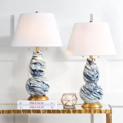 Safavieh Color Swirls Marbleized Glass Table Lamps - Set of 2