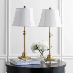 Safavieh Callen 27-Inch Elegant Table Lamps (Set of 2) - Bronze & White