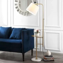 Safavieh Sorsi Gold Floor Lamp - Adjustable Height Modern Interior Lighting -Safavieh Furniture GUEST f454bc91 1925 4362 84fd 143d78f820f1
