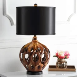 Safavieh Regina 29-Inch Ceramic Table Lamp with Black Satin Shade -Safavieh Furniture GUEST f531abea 0dee 4a44 bb30 8af93fc7724e