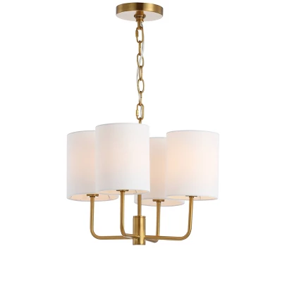 Safavieh Elias Brass Gold Chandelier with Off-White Cotton Shades 5 Safavieh Elias Brass Gold Chandelier with Off-White Cotton Shades - Image 3