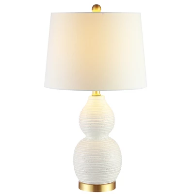 Safavieh Darsa White Sculptural Table Lamp with Gold Base 4 Safavieh Darsa White Sculptural Table Lamp with Gold Base - Image 2