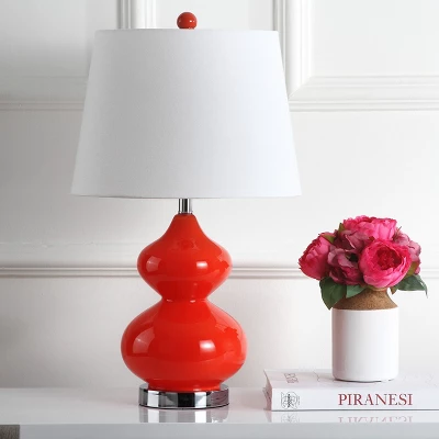 Safavieh Eva Double Gourd Glass Table Lamps - Blood Orange (Set of 2) 7 Safavieh Eva Double Gourd Glass Table Lamps - Blood Orange (Set of 2) - Image 5