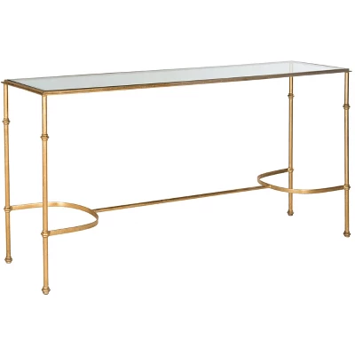 Safavieh Lucille Gold Leaf and Glass Console Table 4 Safavieh Lucille Gold Leaf and Glass Console Table - Image 2