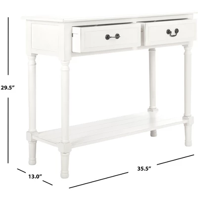 Safavieh Primrose 2-Drawer Console Table in Distressed White 8 Safavieh Primrose 2-Drawer Console Table in Distressed White - Image 6