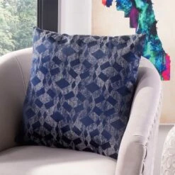 Safavieh Rayen Dark Blue Geometric Accent Pillow (20" x 20")