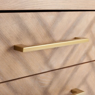 Safavieh Couture Estelle Nightstand - Modern Oak and Brass 2-Drawer Side Table 7 Safavieh Couture Estelle Nightstand - Modern Oak and Brass 2-Drawer Side Table - Image 5