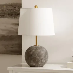 Safavieh Cla 23.5 Inch Grey Washed Concrete Table Lamp with Brass Accents -Safavieh Furniture GUEST fafa0baf 9d0a 411b 91ed 44706852fdf3