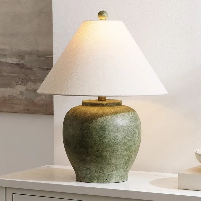 Safavieh Dylan 22-Inch Antique Green Resin Table Lamp with Fabric Shade 5 Safavieh Dylan 22-Inch Antique Green Resin Table Lamp with Fabric Shade - Image 3