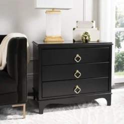 Safavieh Couture Hannon 3-Drawer Nightstand - White and Gold