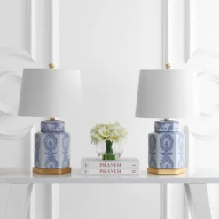 Safavieh Bodin Table Lamp - Elegant Blue & White Ceramic Set of 2