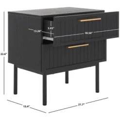 Safavieh Axelle 2-Drawer Nightstand in Walnut and Black Metal -Safavieh Furniture GUEST fe6b7935 09a6 4254 86ea be867b6ff356