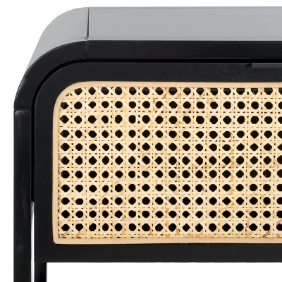Safavieh Yunis 1-Drawer and Open Shelf Nightstand in Black and Rattan 9 Safavieh Yunis 1-Drawer and Open Shelf Nightstand in Black and Rattan - Image 7
